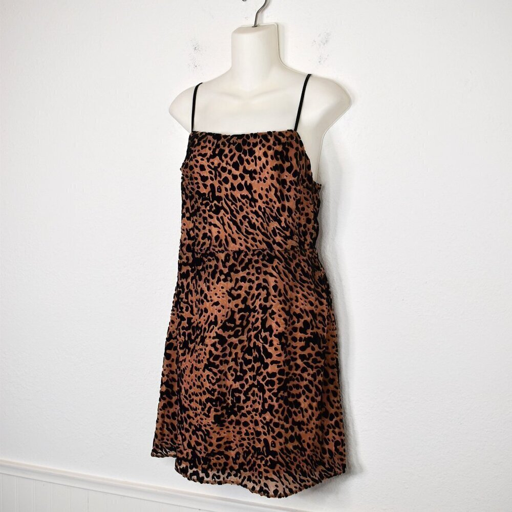 Lush Leopard Dress Sz L Crushed Velvet Animal Print Neutral - Picture 2 of 16